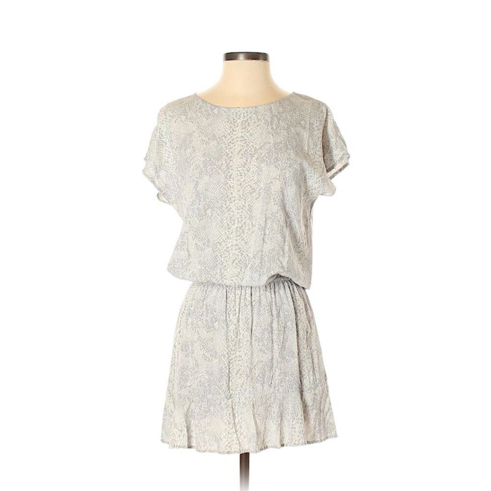 Soft Joie Silk Mini Dress Snakeskin Grey S